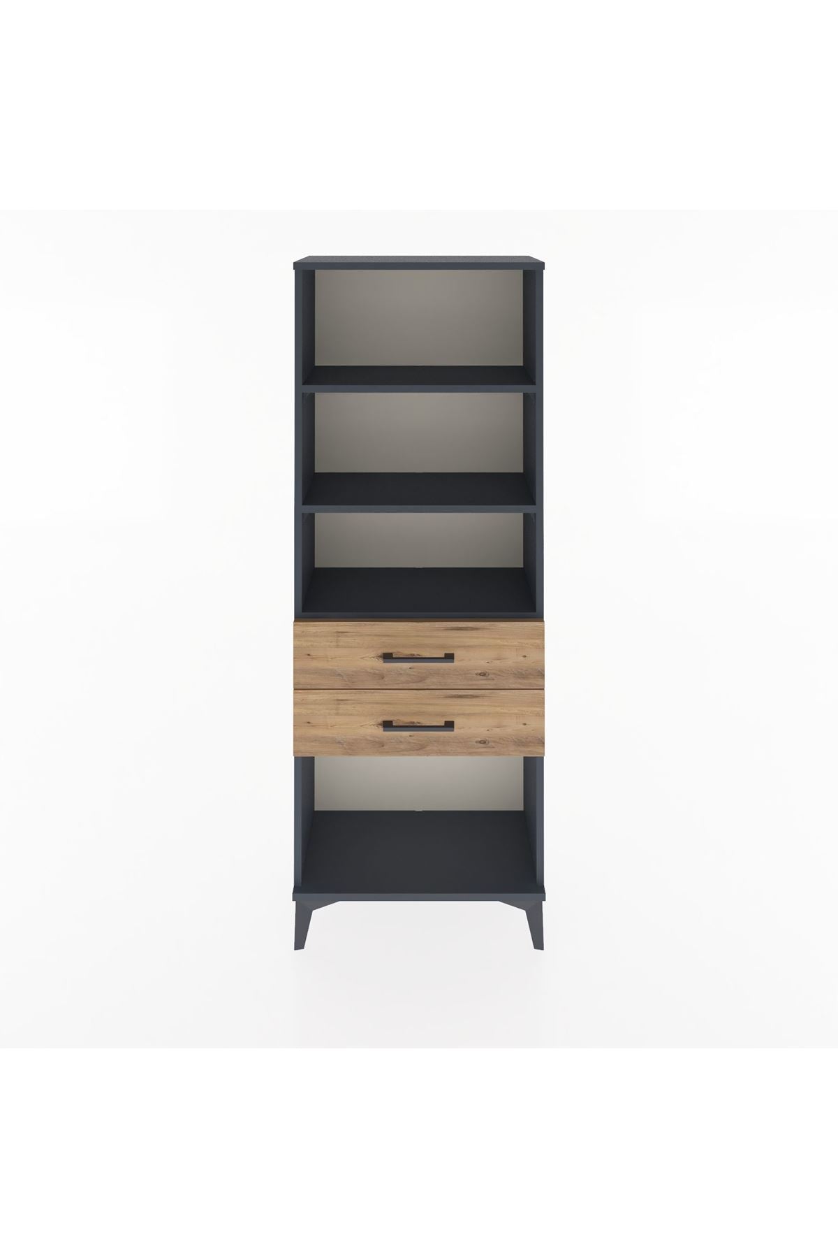 Arges Dolap 3 Raflı 2 Çekmeceli 60x30x163 Antrasit-Çam