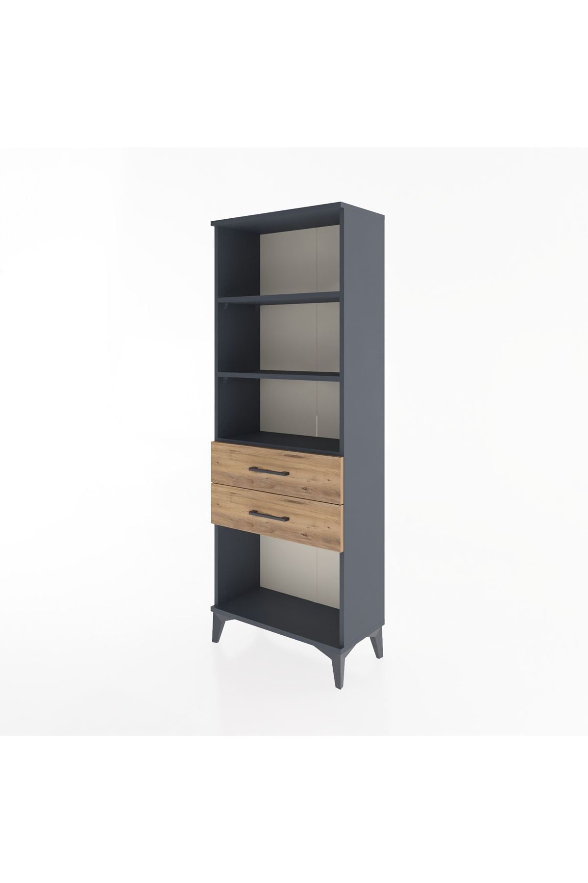 Arges Dolap 3 Raflı 2 Çekmeceli 60x30x163 Antrasit-Çam