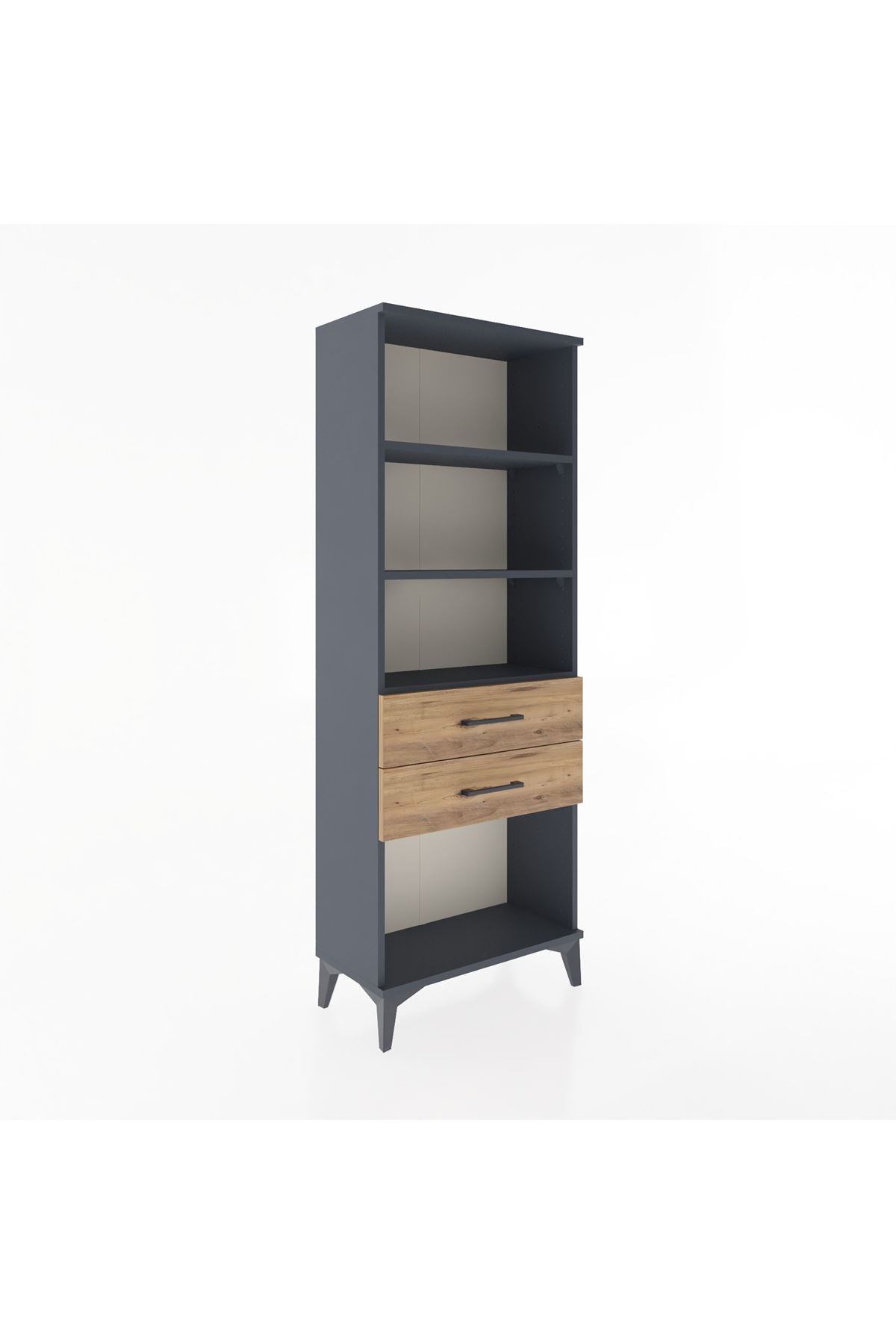 Arges Dolap 3 Raflı 2 Çekmeceli 60x30x163 Antrasit-Çam