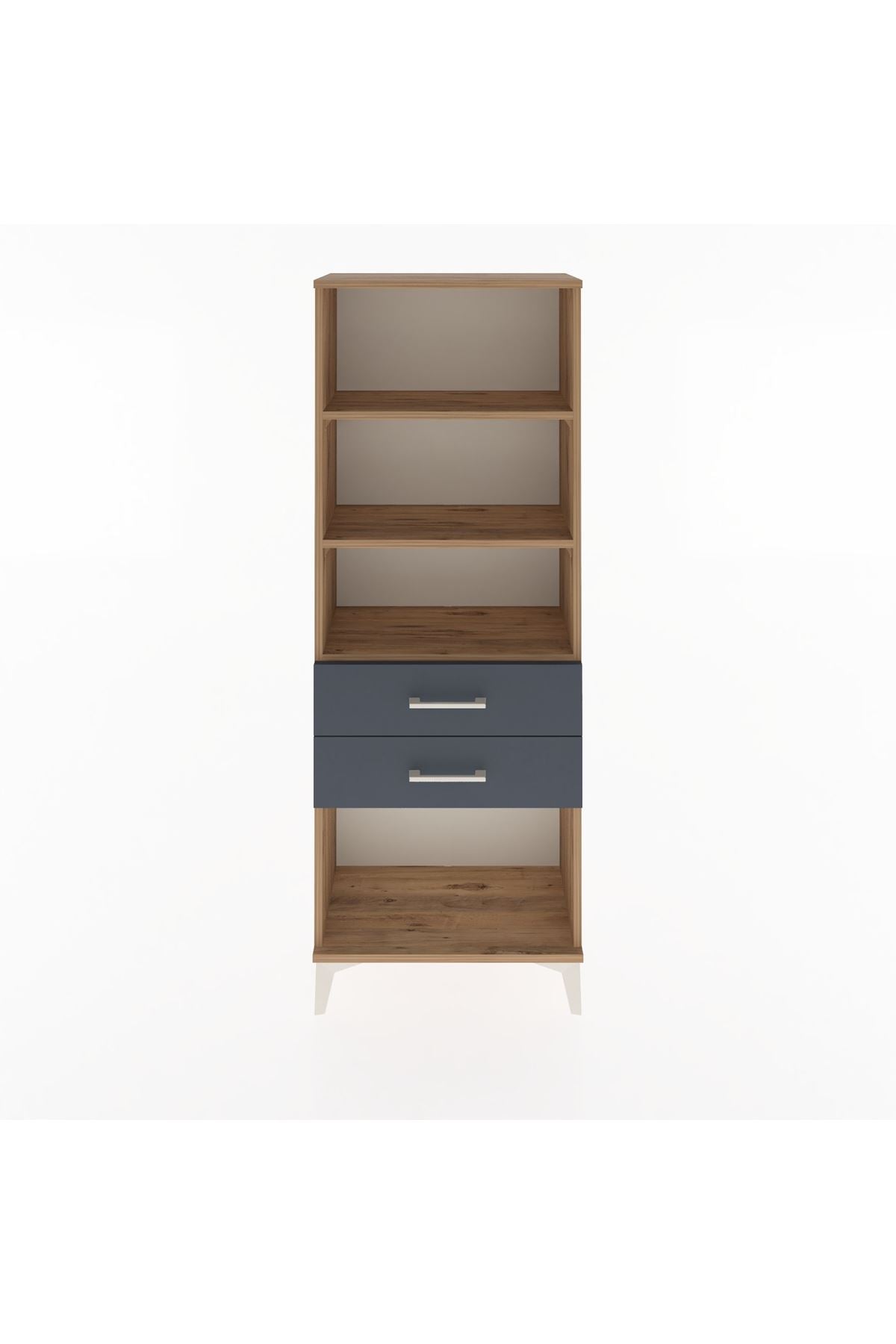 Arges Dolap 3 Raflı 2 Çekmeceli 60x30x163 Çam-Antrasit