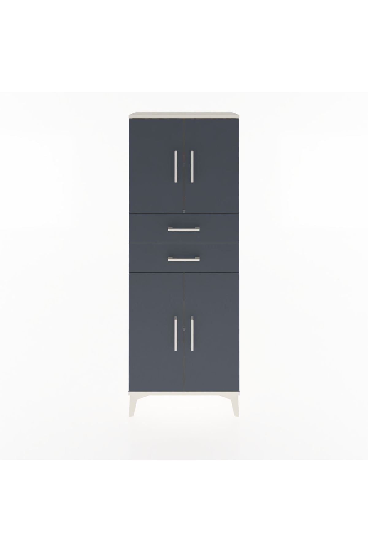 Arges Dolap 3 Raflı 2 Çekmeceli 4 Kapaklı 60x30x163 Aytaşı-Antrasit