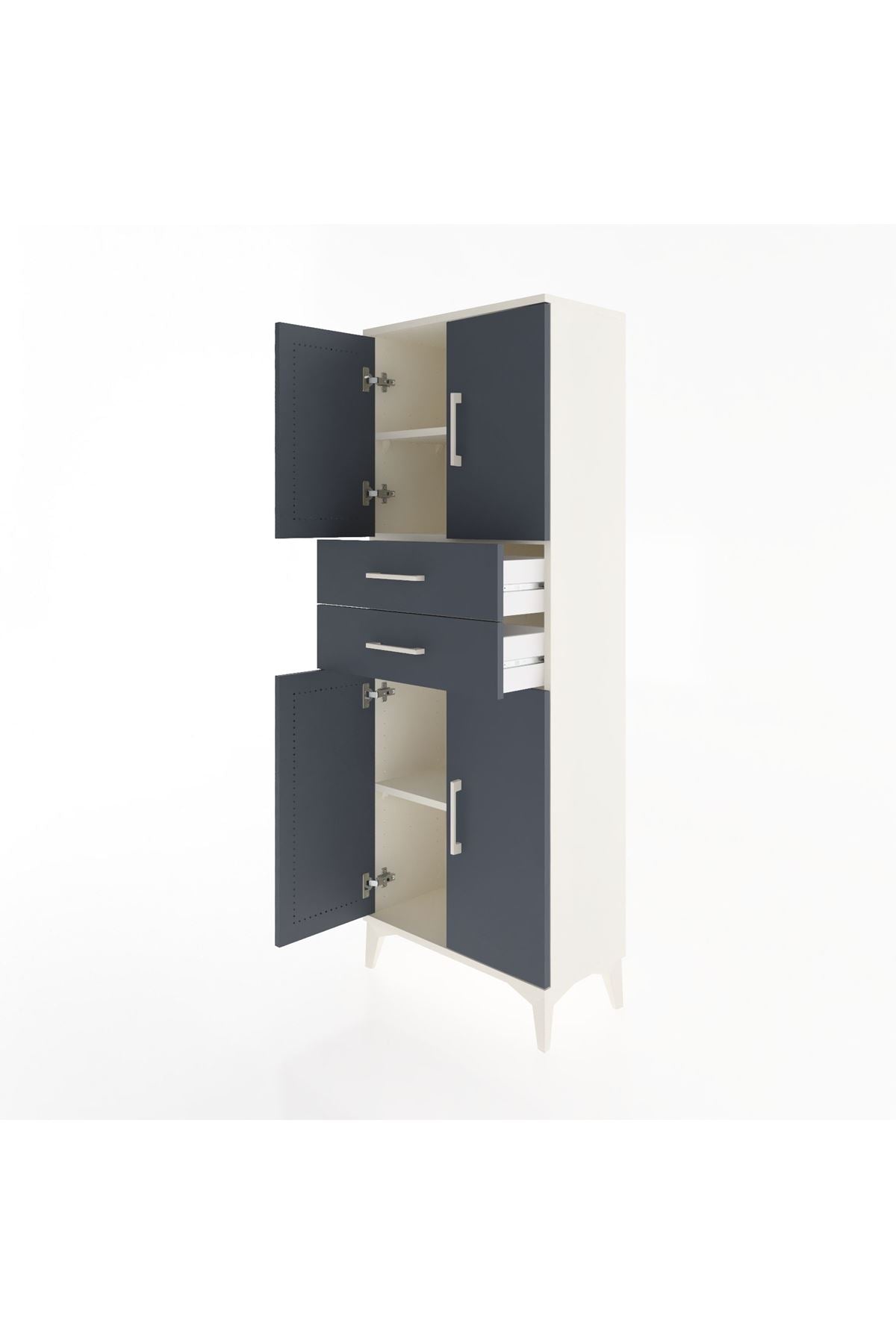 Arges Dolap 3 Raflı 2 Çekmeceli 4 Kapaklı 60x30x163 Aytaşı-Antrasit