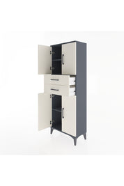 Arges Dolap 3 Raflı 2 Çekmeceli 4 Kapaklı 60x30x163 Antrasit-Aytaşı