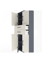 Arges Dolap 3 Raflı 2 Çekmeceli 4 Kapaklı 60x30x163 Antrasit-Aytaşı