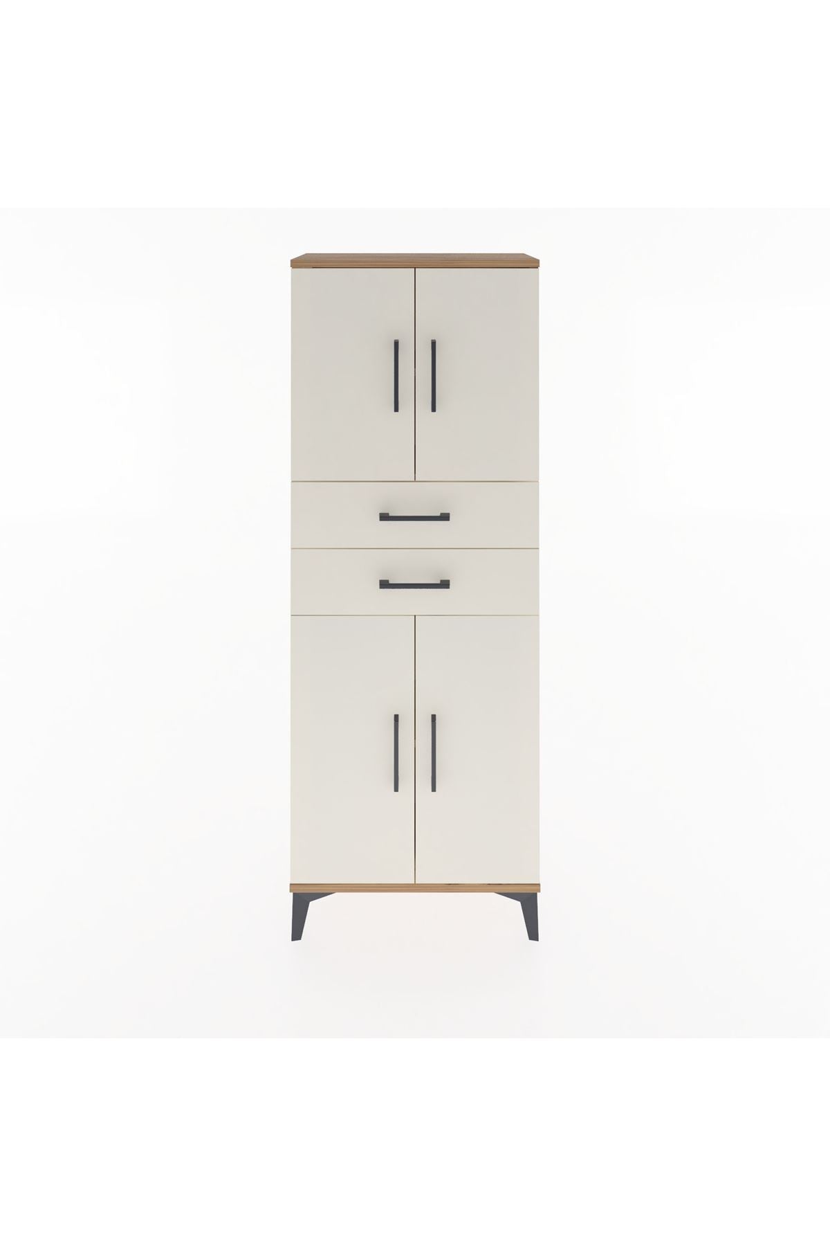 Arges Dolap 3 Raflı 2 Çekmeceli 4 Kapaklı 60x30x163 Çam-Aytaşı
