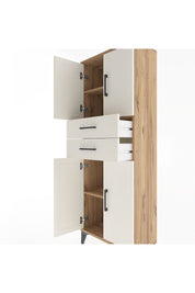Arges Dolap 3 Raflı 2 Çekmeceli 4 Kapaklı 60x30x163 Çam-Aytaşı