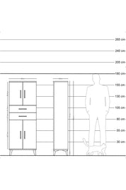 Arges Dolap 3 Raflı 2 Çekmeceli 4 Kapaklı 60x30x163 Çam-Aytaşı