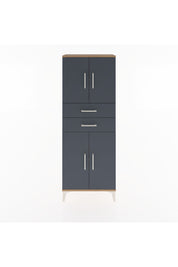 Arges Dolap 3 Raflı 2 Çekmeceli 4 Kapaklı 60x30x163 Çam-Antrasit