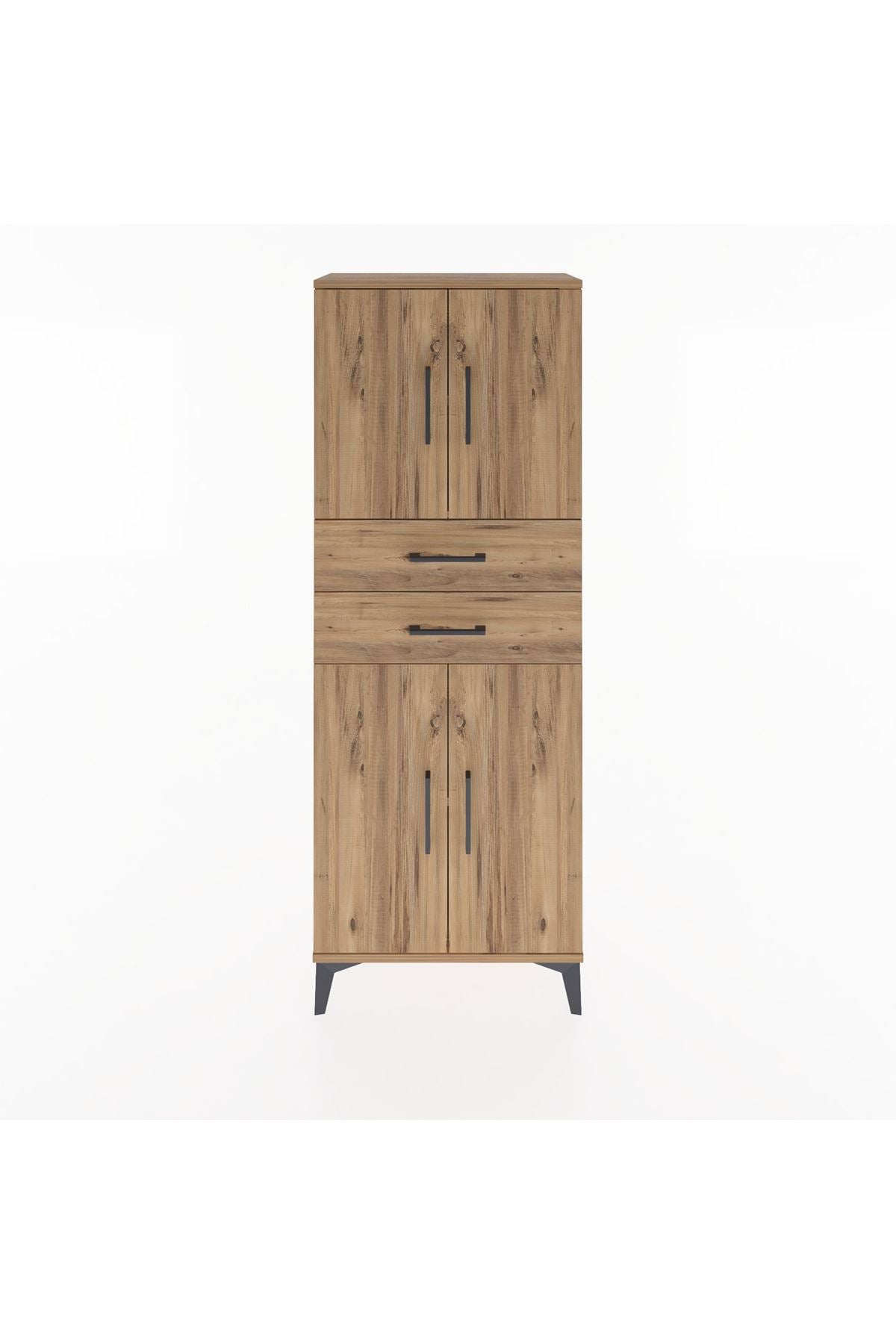 Arges Dolap 3 Raflı 2 Çekmeceli 4 Kapaklı 60x30x163 Çam-Çam