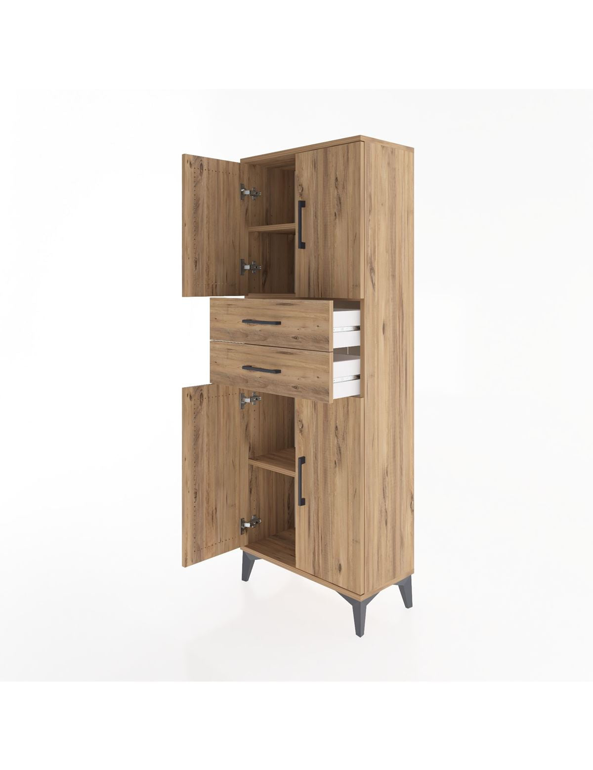 Arges Dolap 3 Raflı 2 Çekmeceli 4 Kapaklı 60x30x163 - S20M113V9A