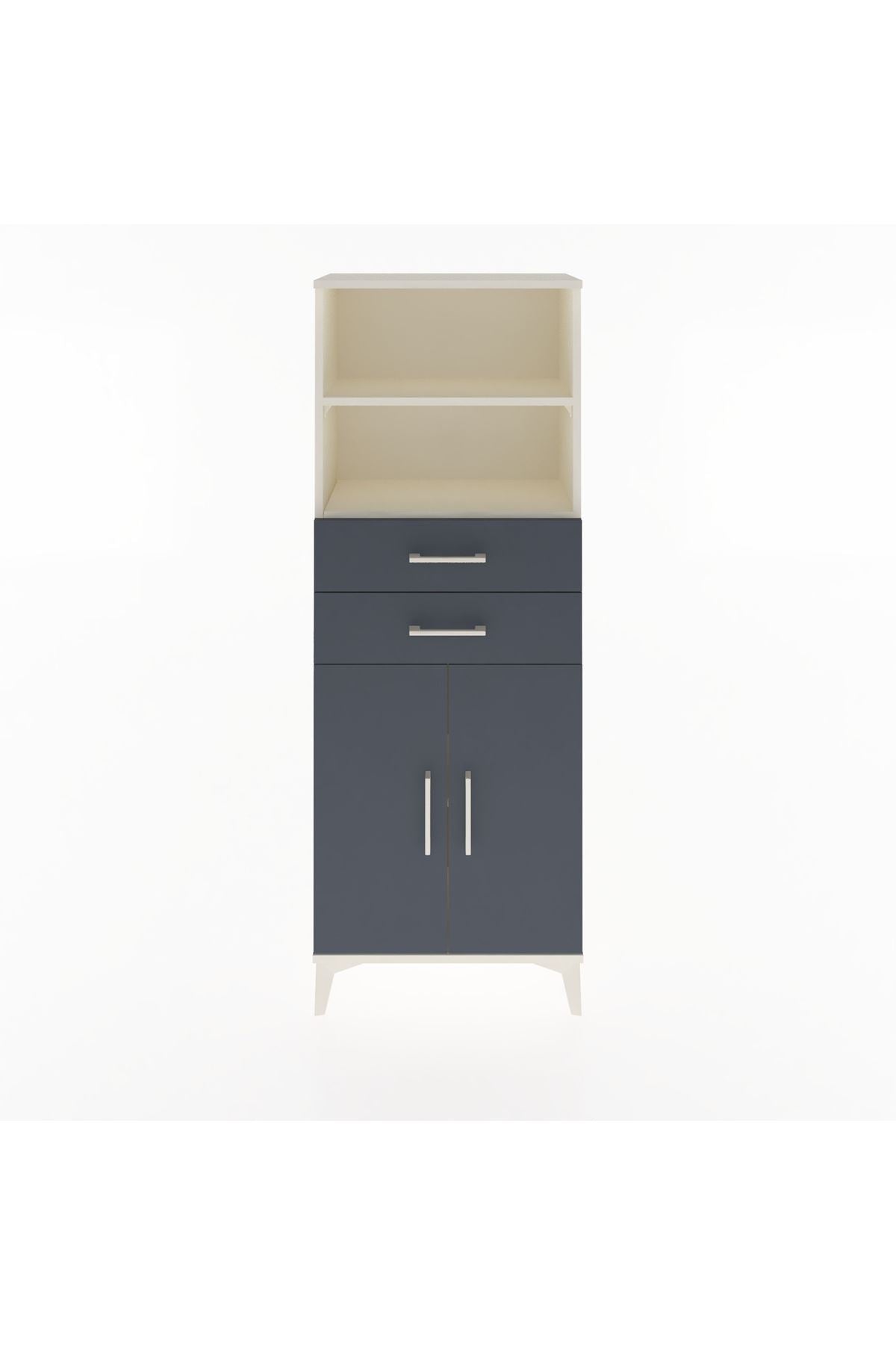 Arges Dolap 3 Raflı 2 Çekmeceli 2 Kapaklı 60x30x163 Aytaşı-Antrasit