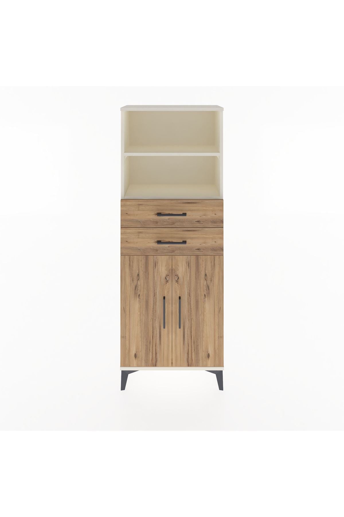 Arges Dolap 3 Raflı 2 Çekmeceli 2 Kapaklı 60x30x163 Aytaşı-Çam