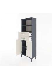Arges Dolap 3 Raflı 2 Çekmeceli 2 Kapaklı 60x30x163 Antrasit-Aytaşı