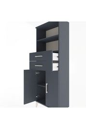 Arges Dolap 3 Raflı 2 Çekmeceli 2 Kapaklı 60x30x163 Antrasit-Antrasit