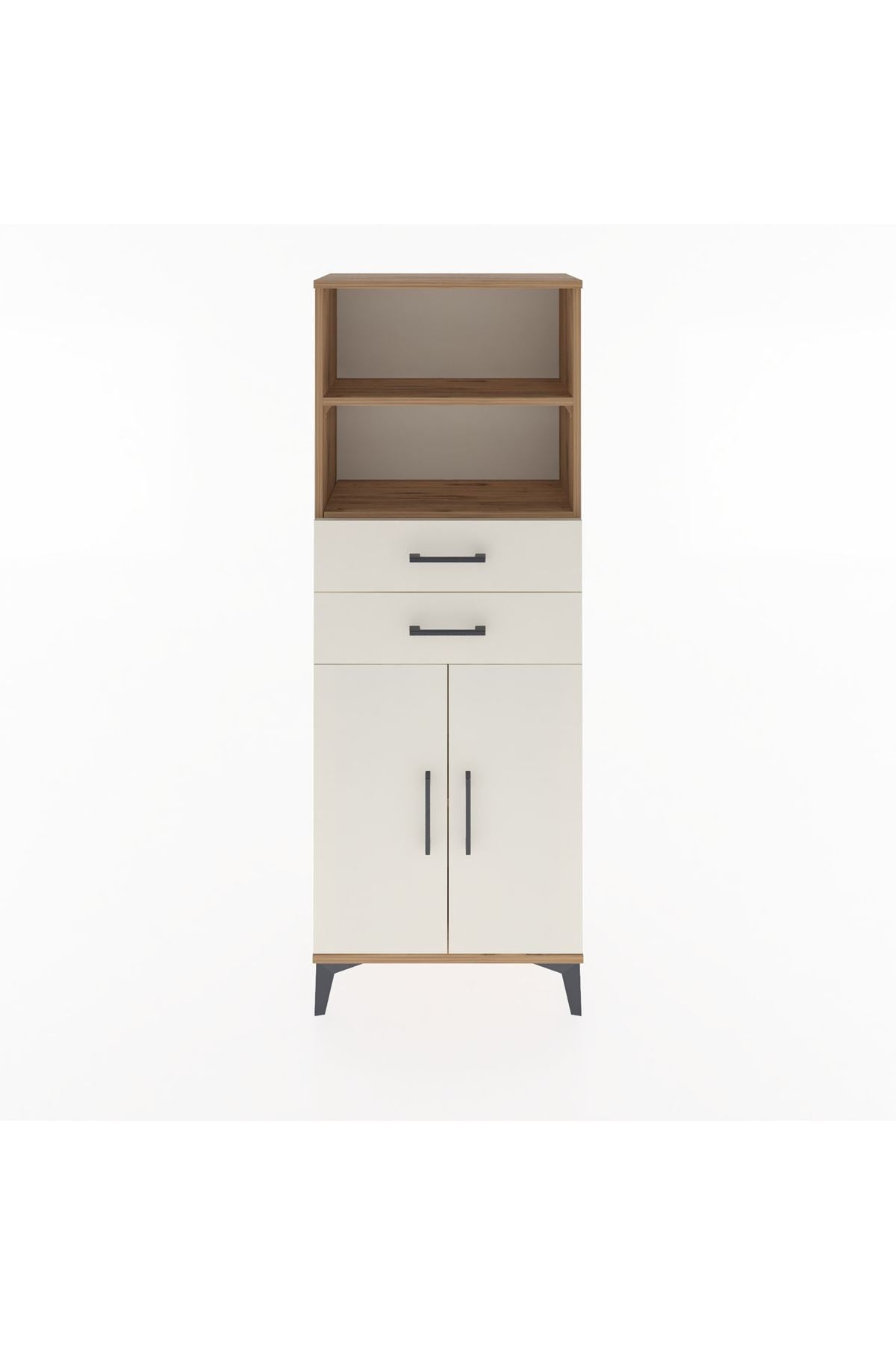 Arges Dolap 3 Raflı 2 Çekmeceli 2 Kapaklı 60x30x163 Çam-Aytaşı