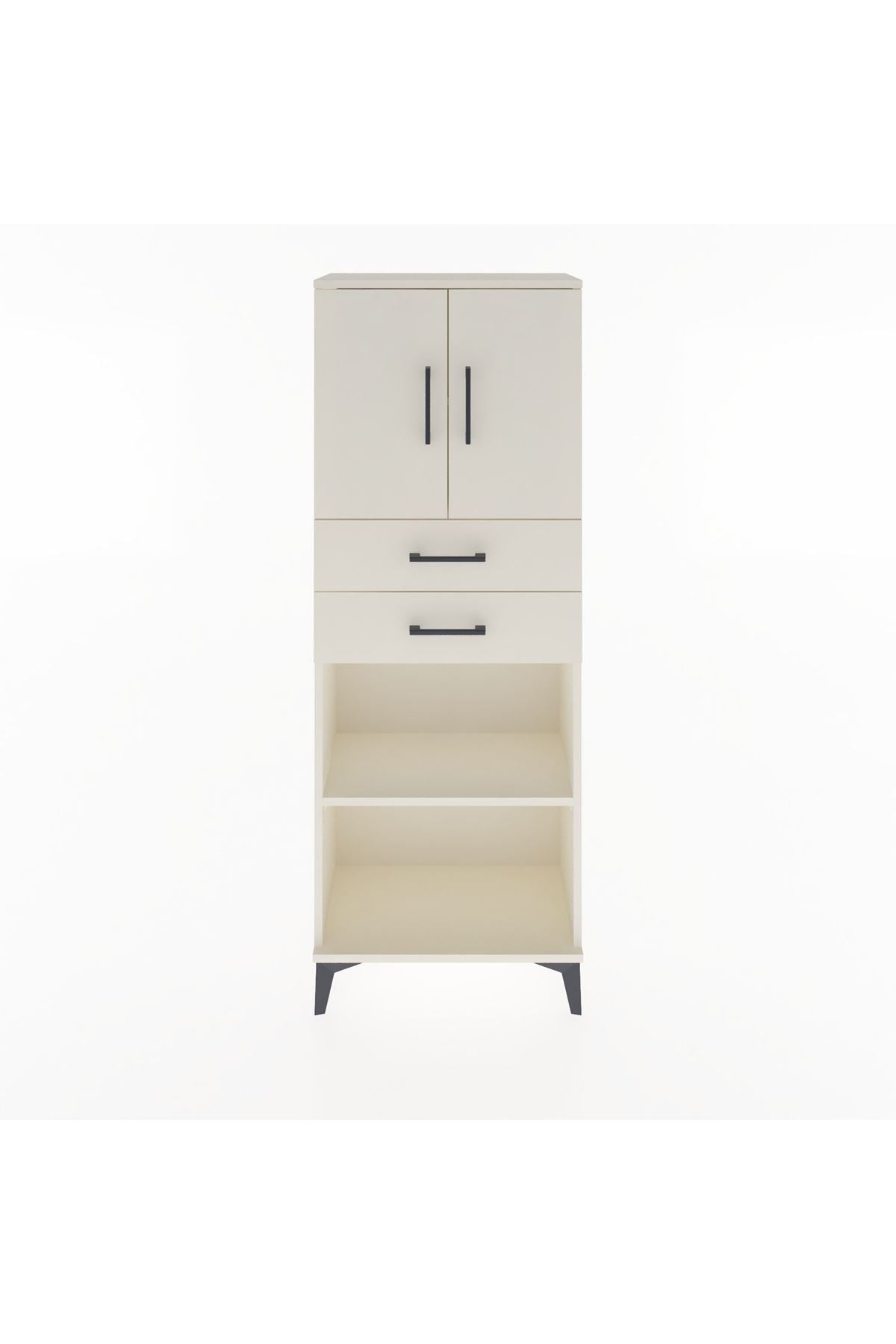 Arges Dolap 3 Raflı 2 Çekmeceli 2 Kapaklı 60x30x163 Aytaşı-Aytaşı