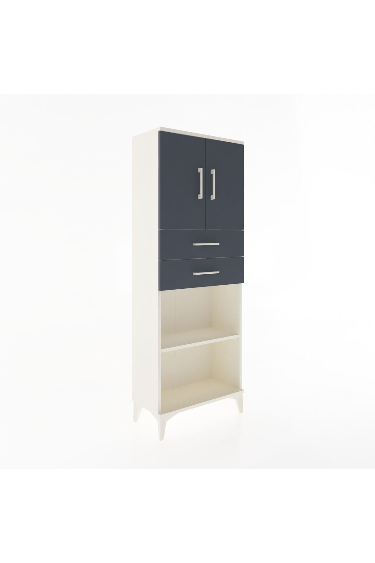 Arges Dolap 3 Raflı 2 Çekmeceli 2 Kapaklı 60x30x163 Aytaşı-Antrasit