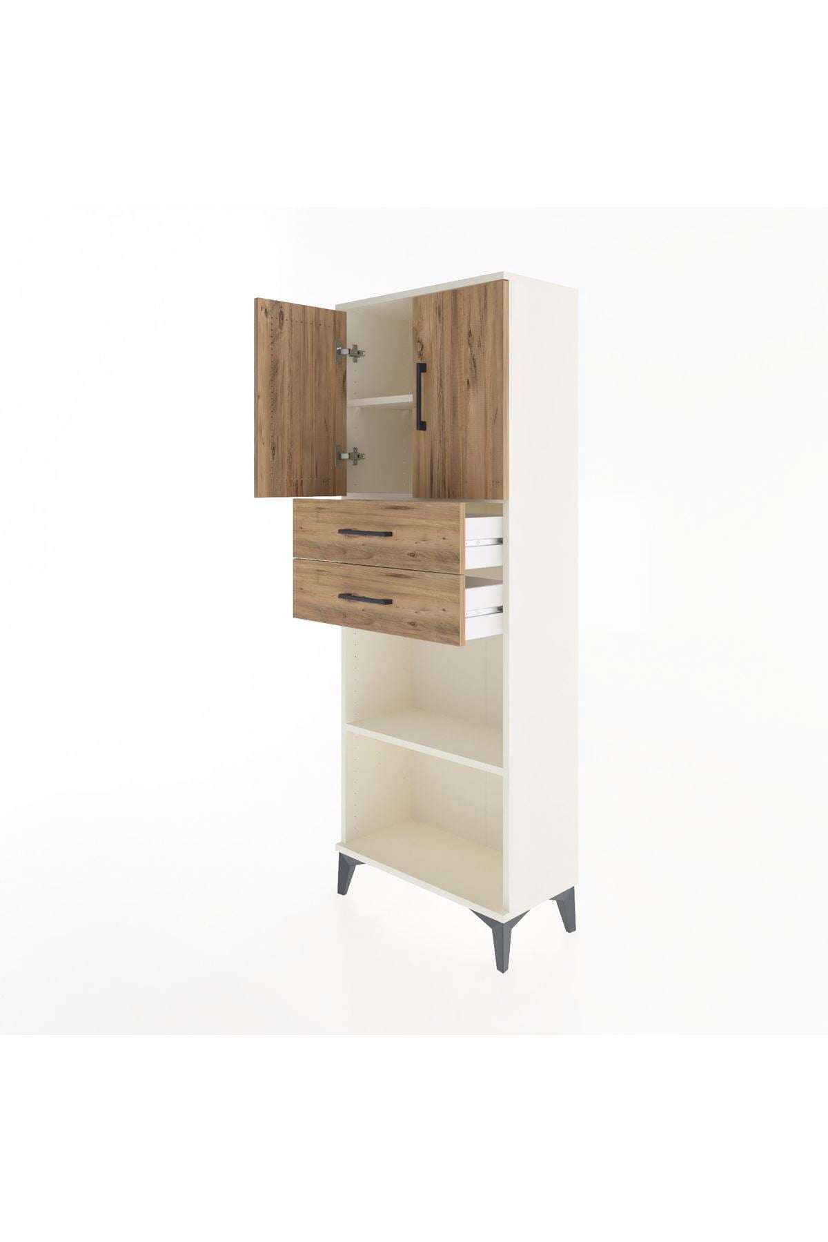 Arges Dolap 3 Raflı 2 Çekmeceli 2 Kapaklı 60x30x163 Aytaşı-Çam