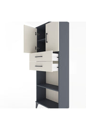 Arges Dolap 3 Raflı 2 Çekmeceli 2 Kapaklı 60x30x163 Antrasit-Aytaşı