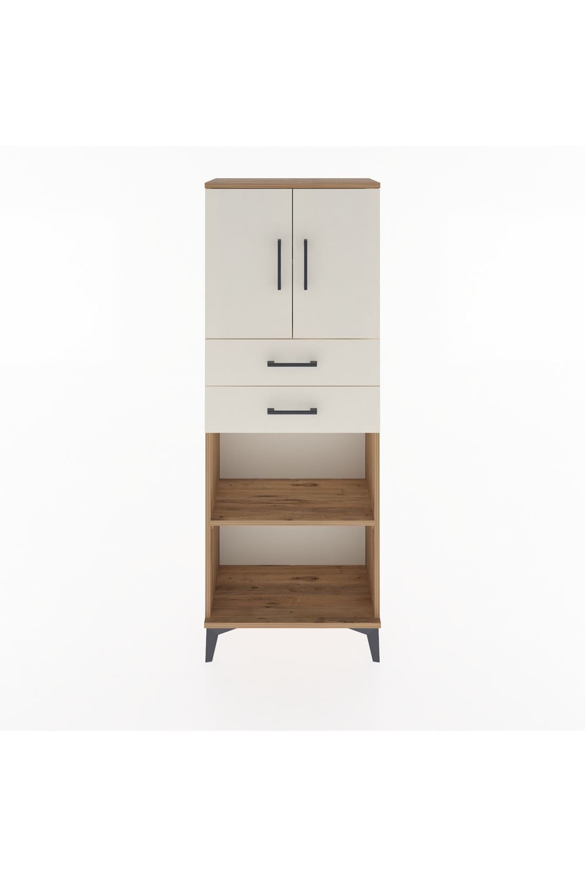 Arges Dolap 3 Raflı 2 Çekmeceli 2 Kapaklı 60x30x163 Çam-Aytaşı