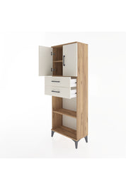 Arges Dolap 3 Raflı 2 Çekmeceli 2 Kapaklı 60x30x163 Çam-Aytaşı