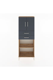 Arges Dolap 3 Raflı 2 Çekmeceli 2 Kapaklı 60x30x163 Çam-Antrasit
