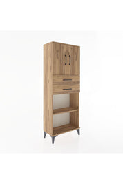 Arges Dolap 3 Raflı 2 Çekmeceli 2 Kapaklı 60x30x163 Çam-Çam