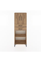 Arges Dolap 3 Raflı 2 Çekmeceli 2 Kapaklı 60x30x163 Çam-Çam