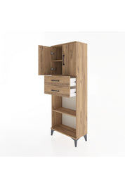 Arges Dolap 3 Raflı 2 Çekmeceli 2 Kapaklı 60x30x163 Çam-Çam