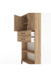 Arges Dolap 3 Raflı 2 Çekmeceli 2 Kapaklı 60x30x163 Çam-Çam
