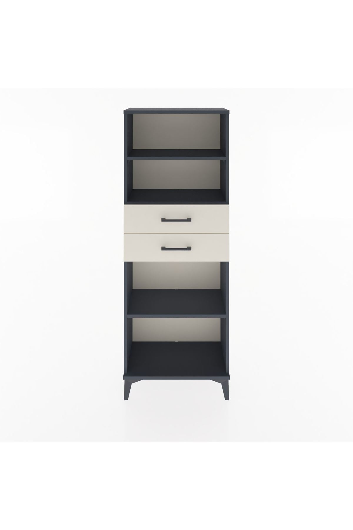 Arges Dolap 3 Raflı 2 Çekmeceli 60x30x163 Antrasit-Aytaşı