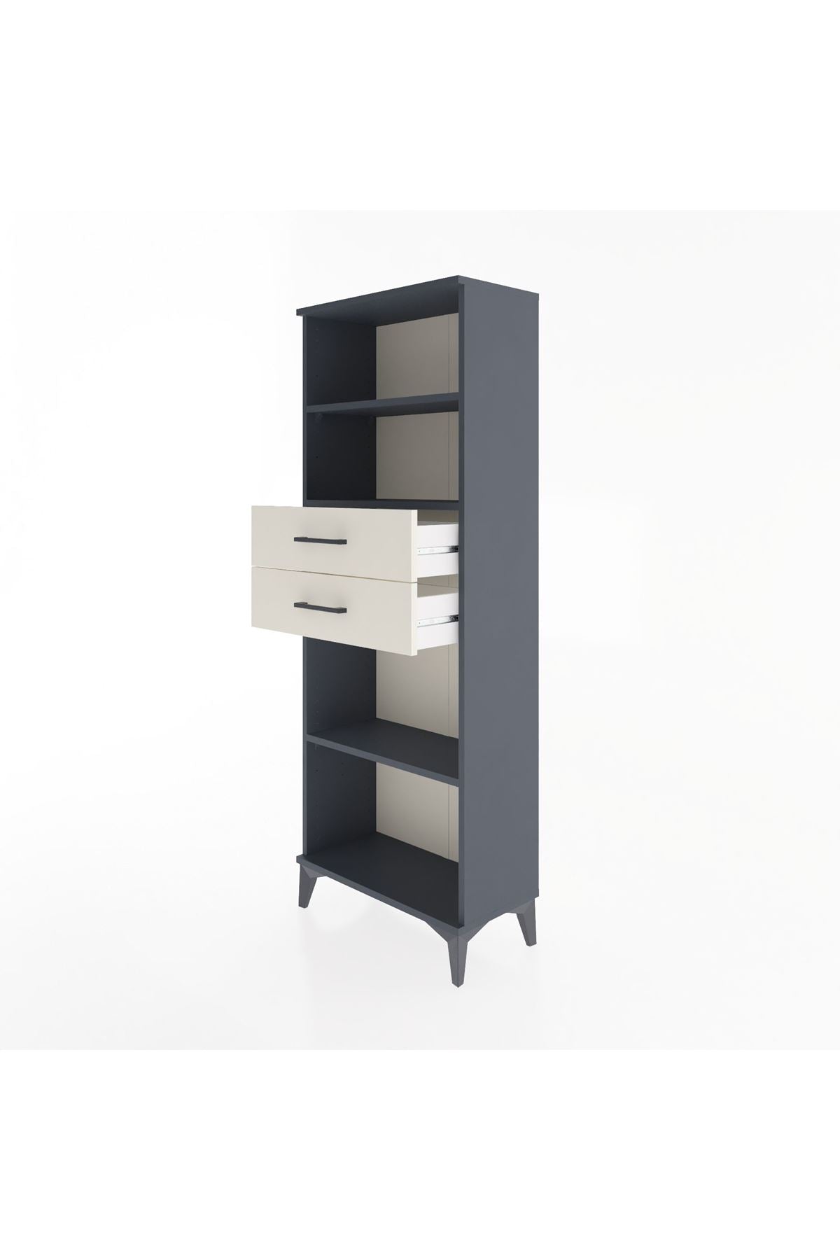 Arges Dolap 3 Raflı 2 Çekmeceli 60x30x163 Antrasit-Aytaşı