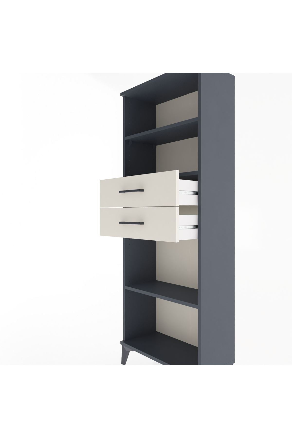 Arges Dolap 3 Raflı 2 Çekmeceli 60x30x163 Antrasit-Aytaşı