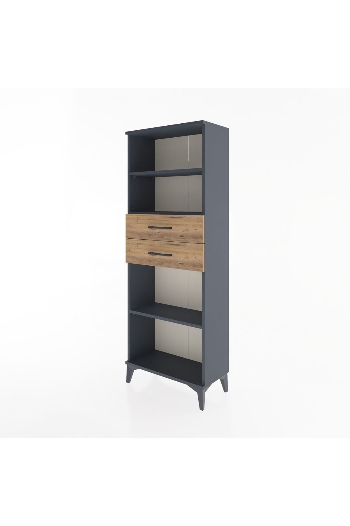 Arges Dolap 3 Raflı 2 Çekmeceli 60x30x163 Antrasit-Çam