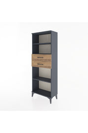 Arges Dolap 3 Raflı 2 Çekmeceli 60x30x163 Antrasit-Çam