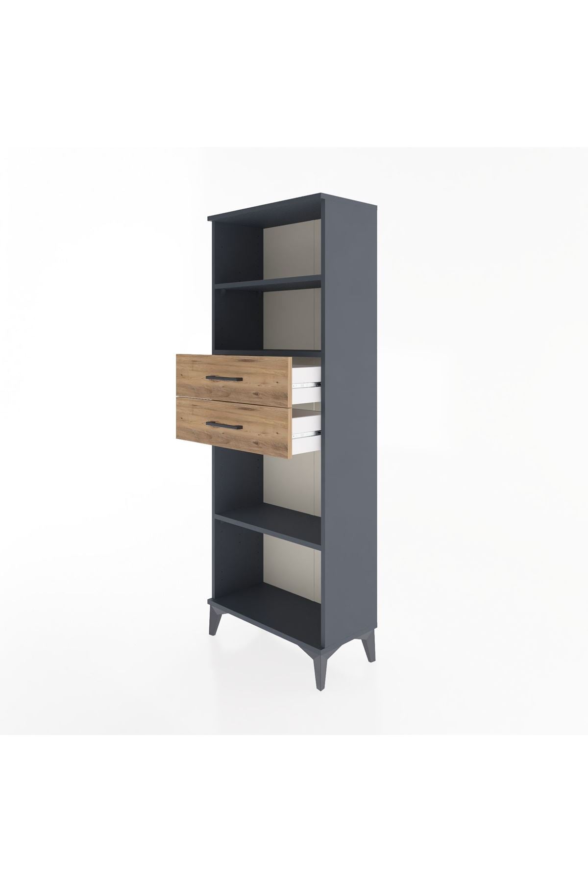 Arges Dolap 3 Raflı 2 Çekmeceli 60x30x163 Antrasit-Çam