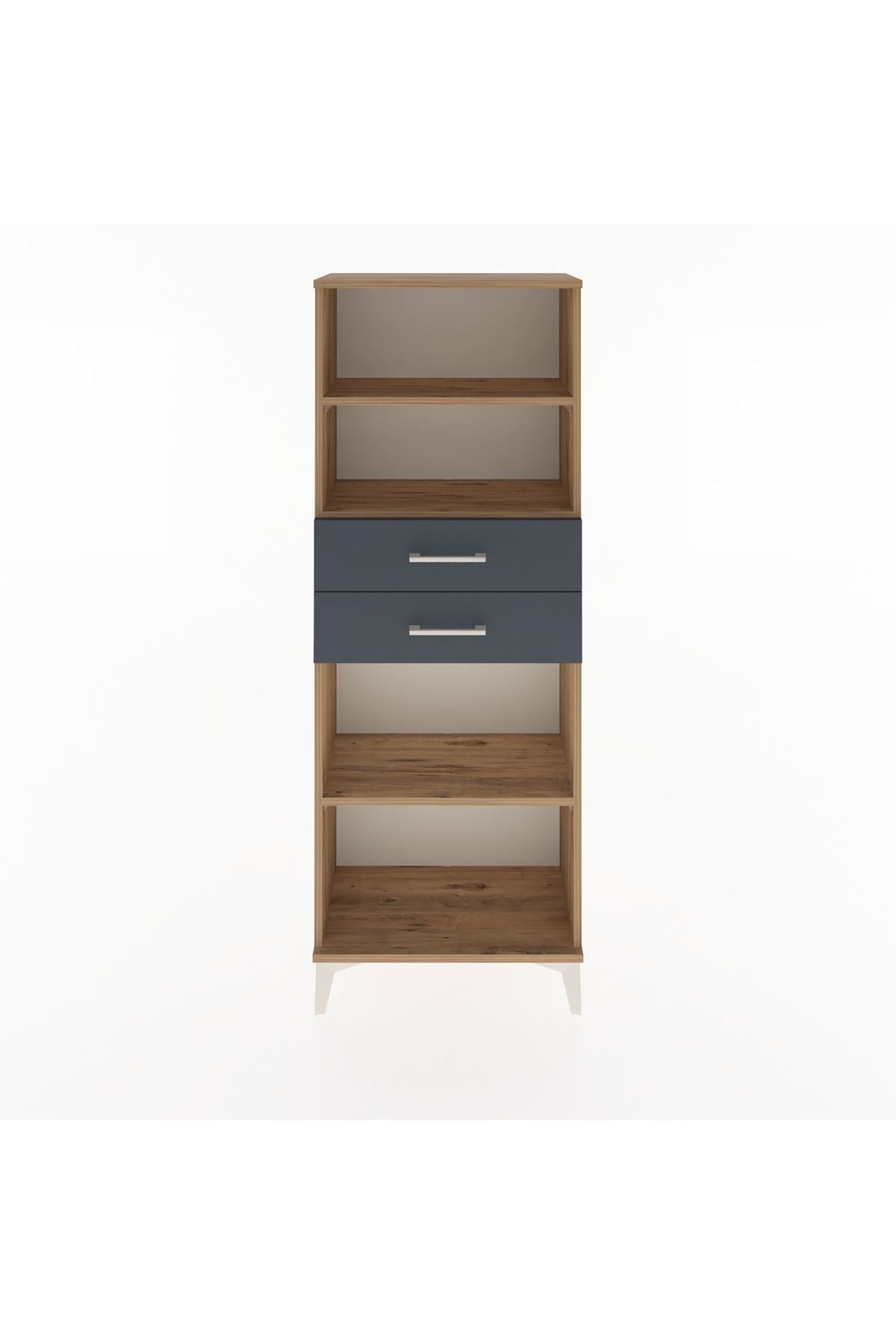 Arges Dolap 3 Raflı 2 Çekmeceli 60x30x163 Çam-Antrasit