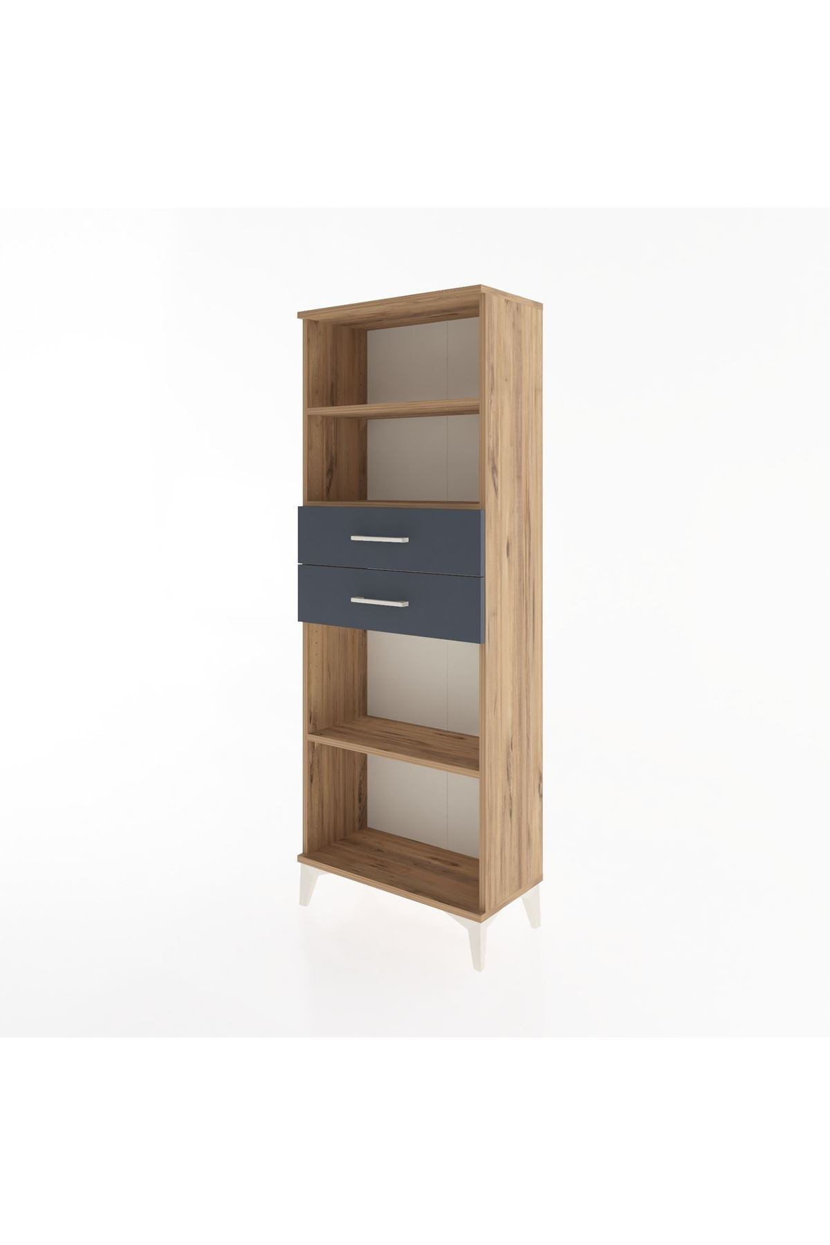 Arges Dolap 3 Raflı 2 Çekmeceli 60x30x163 Çam-Antrasit