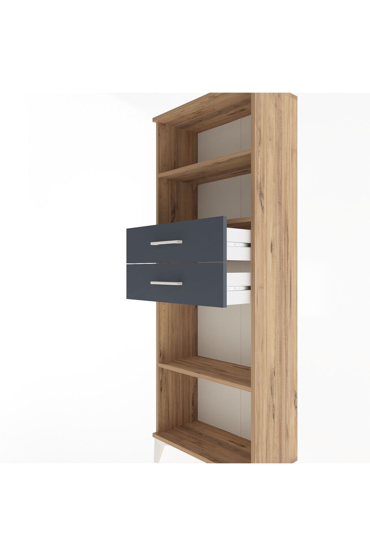 Arges Dolap 3 Raflı 2 Çekmeceli 60x30x163 Çam-Antrasit