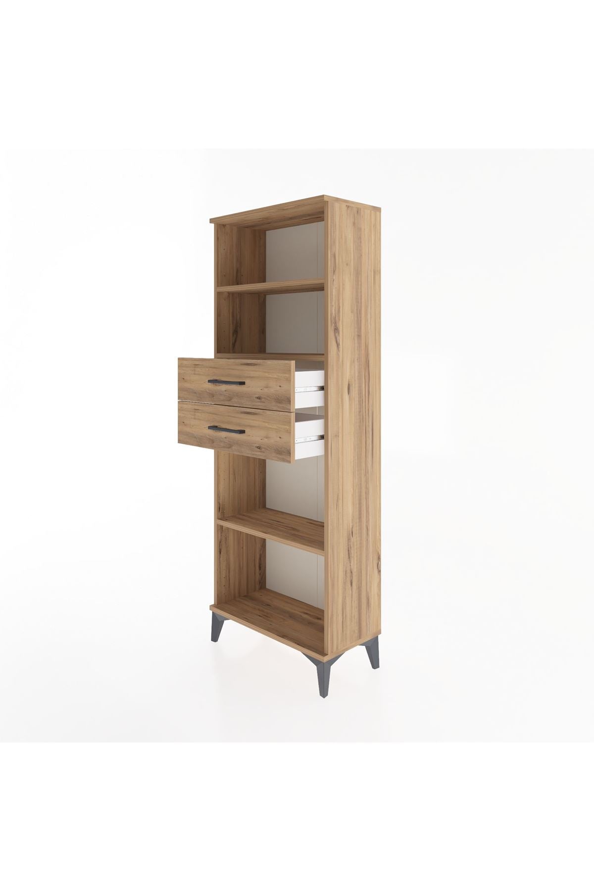 Arges Dolap 3 Raflı 2 Çekmeceli 60x30x163 Çam-Çam