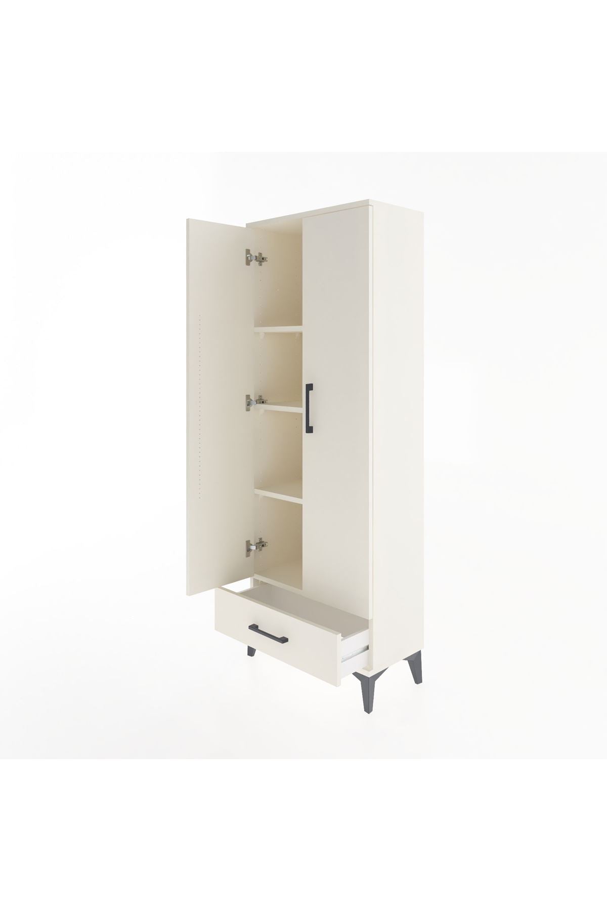 Arges Dolap 4 Raflı Tek Çekmeceli 2 Kapaklı 60x30x163 Aytaşı-Aytaşı
