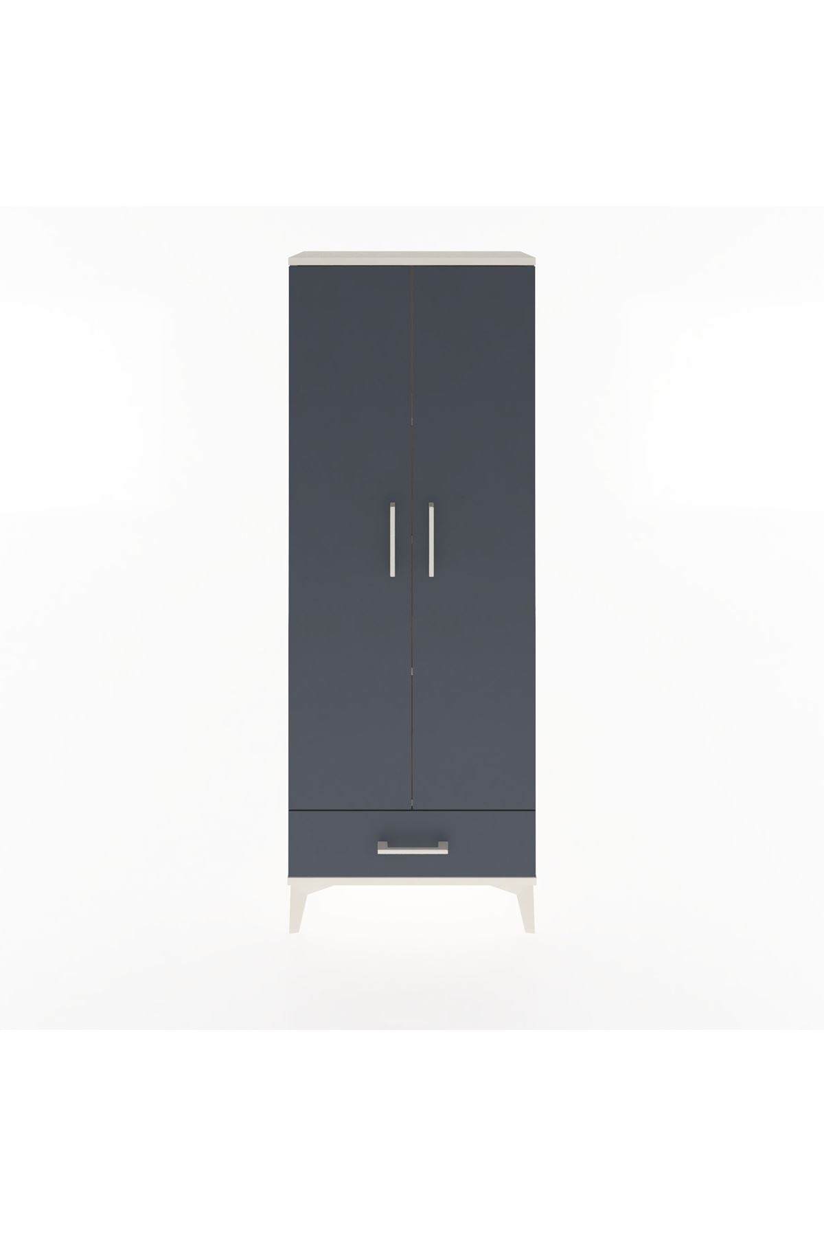 Arges Dolap 4 Raflı Tek Çekmeceli 2 Kapaklı 60x30x163 Aytaşı-Antrasit