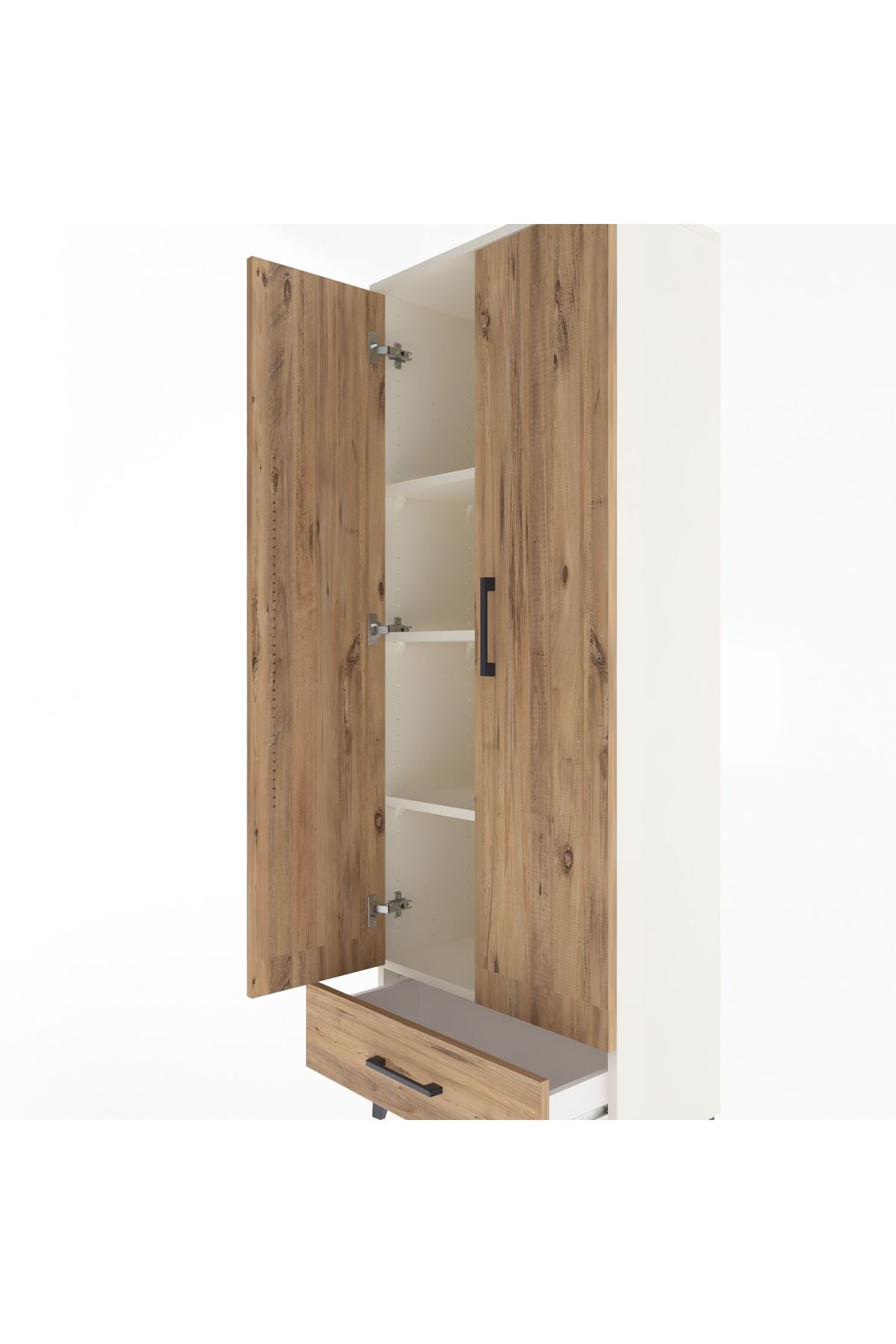 Arges Dolap 4 Raflı Tek Çekmeceli 2 Kapaklı 60x30x163 Aytaşı-Çam