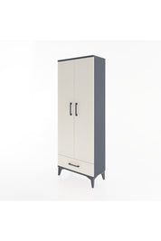 Arges Dolap 4 Raflı Tek Çekmeceli 2 Kapaklı 60x30x163 Antrasit-Aytaşı