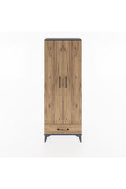 Arges Dolap 4 Raflı Tek Çekmeceli 2 Kapaklı 60x30x163 Antrasit-Çam