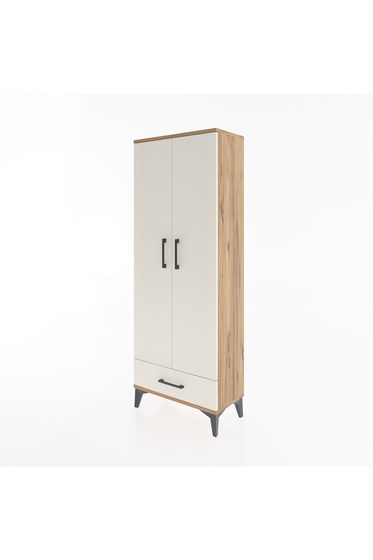 Arges Dolap 4 Raflı Tek Çekmeceli 2 Kapaklı 60x30x163 Çam-Aytaşı