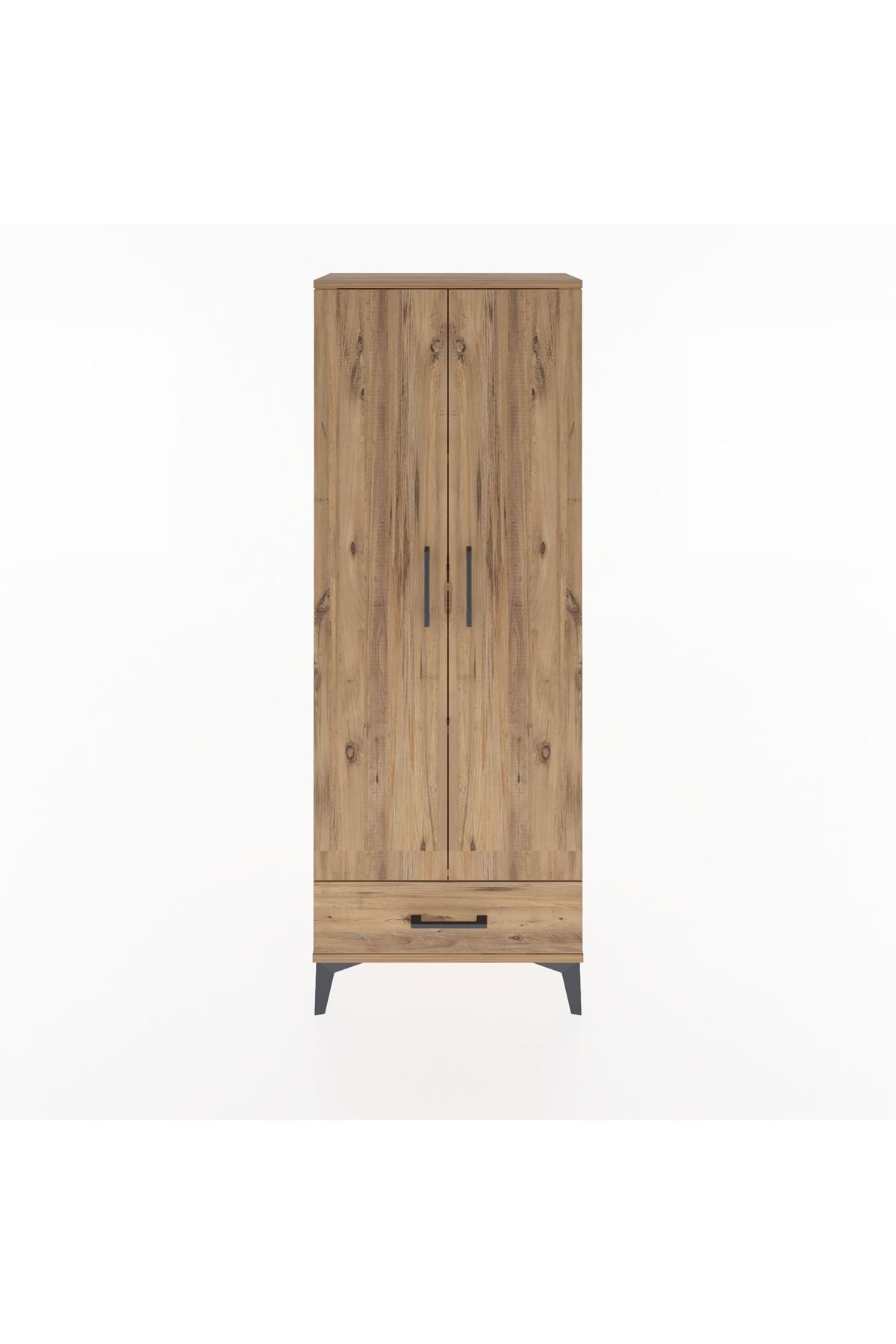 Arges Dolap 4 Raflı Tek Çekmeceli 2 Kapaklı 60x30x163 Çam-Çam