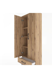 Arges Dolap 4 Raflı Tek Çekmeceli 2 Kapaklı 60x30x163 Çam-Çam