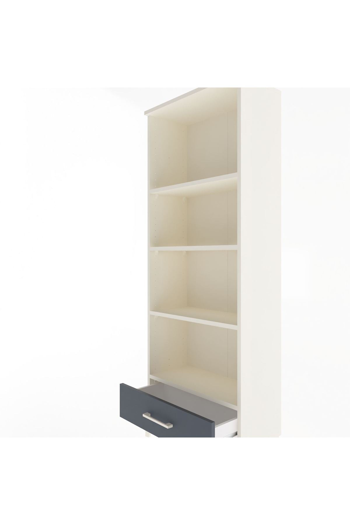 Arges Dolap 4 Raflı Tek Çekmeceli 60x30x163 Aytaşı-Antrasit