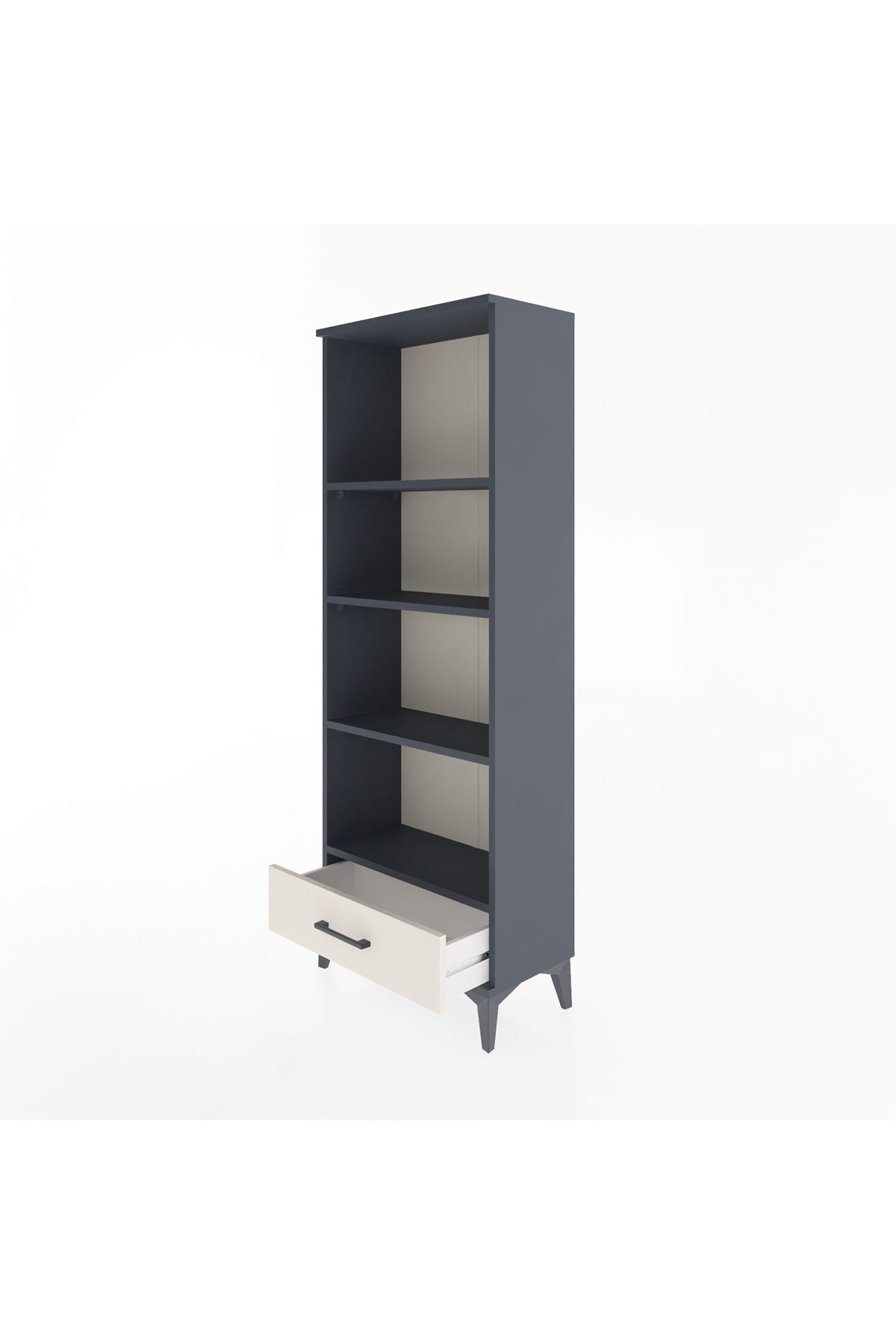 Arges Dolap 4 Raflı Tek Çekmeceli 60x30x163 Antrasit-Aytaşı